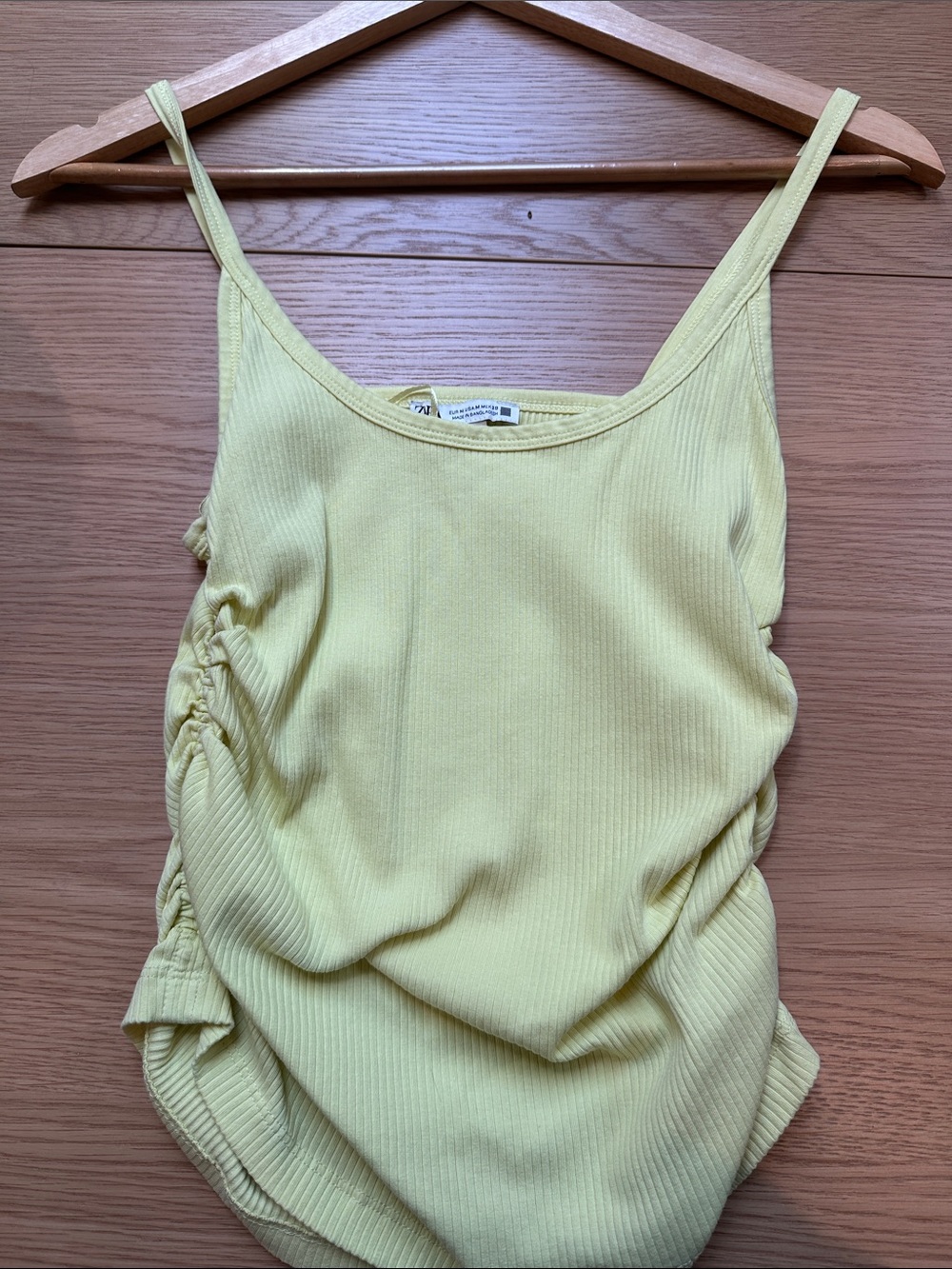 Zara Yellow Ribbed Camisole with Side Ruching